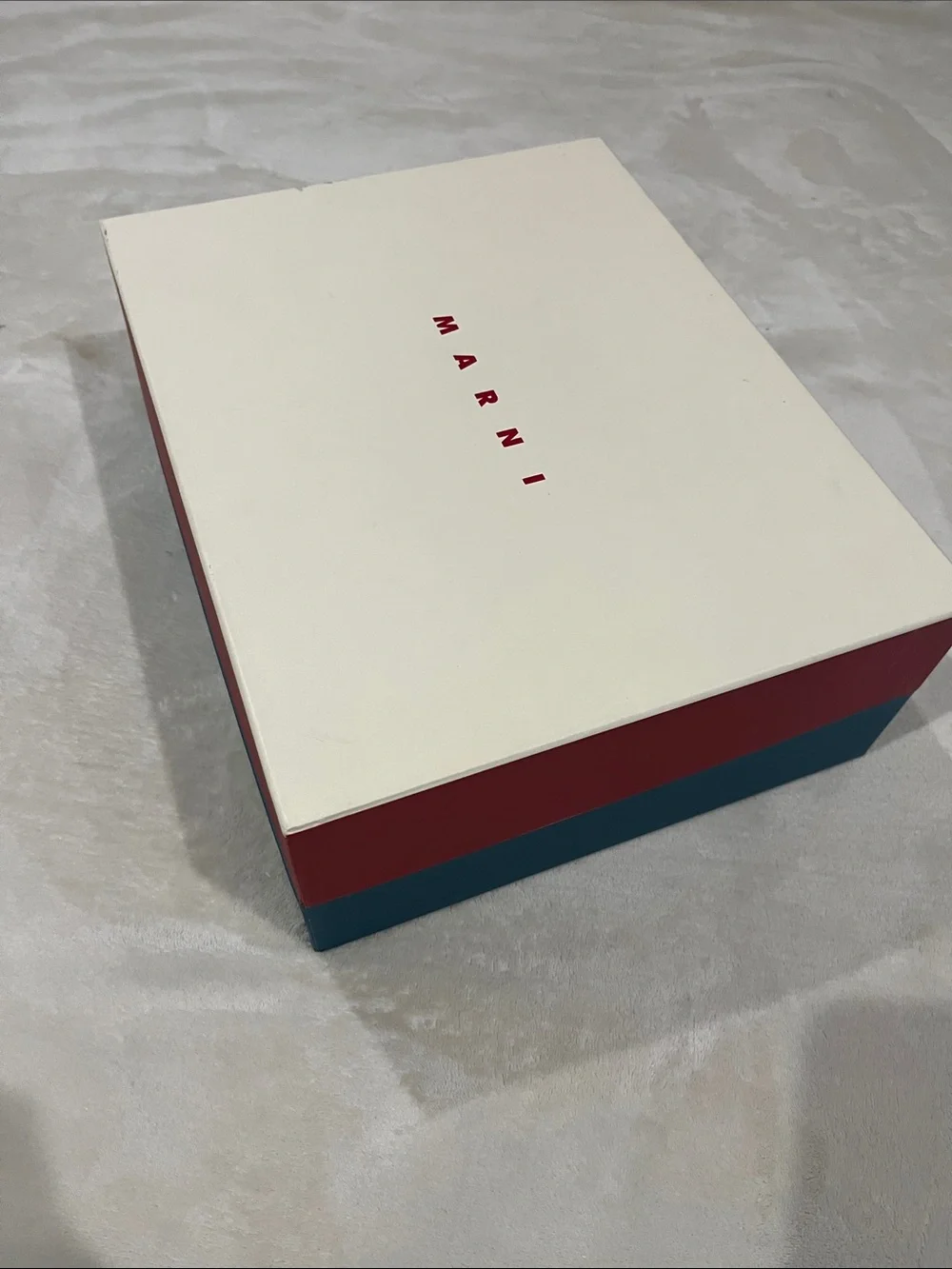 Marni White Box with Red and Teal Colorblock Sides